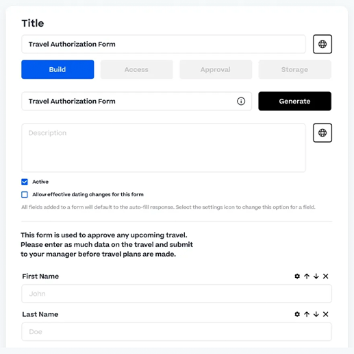 Travel Authorization Form