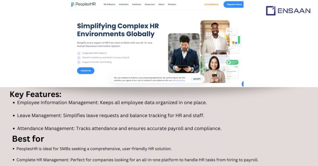 Top 10 Best HCM Software : peoplehr: ensaantech.com