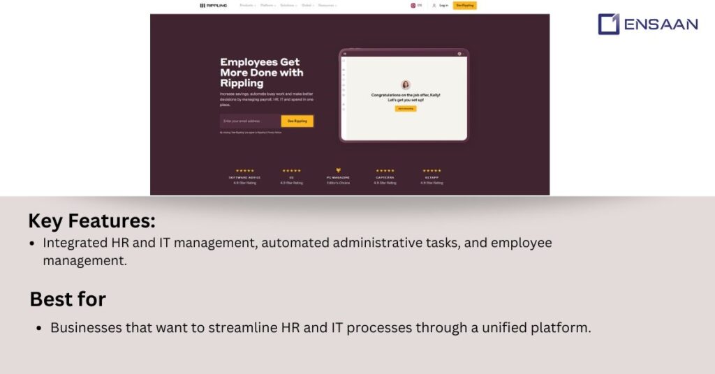 Top 10 Best HCM Software : Rippling: ensaantech.com