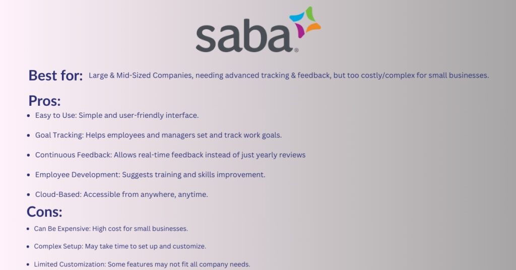SABA – Helps Companies in tracking and improving Employee Performance